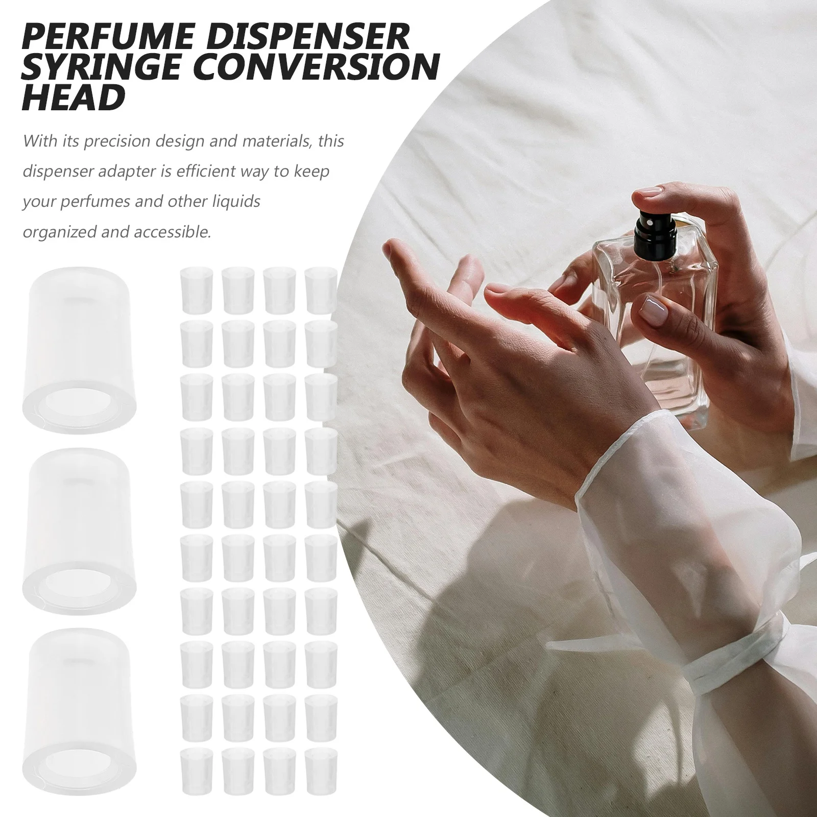 Adaptador de jeringa de 50 Uds para Perfume, tamaño compacto fácil de usar para todos los días y en adelante, necesita adaptador de jeringa de Perfume