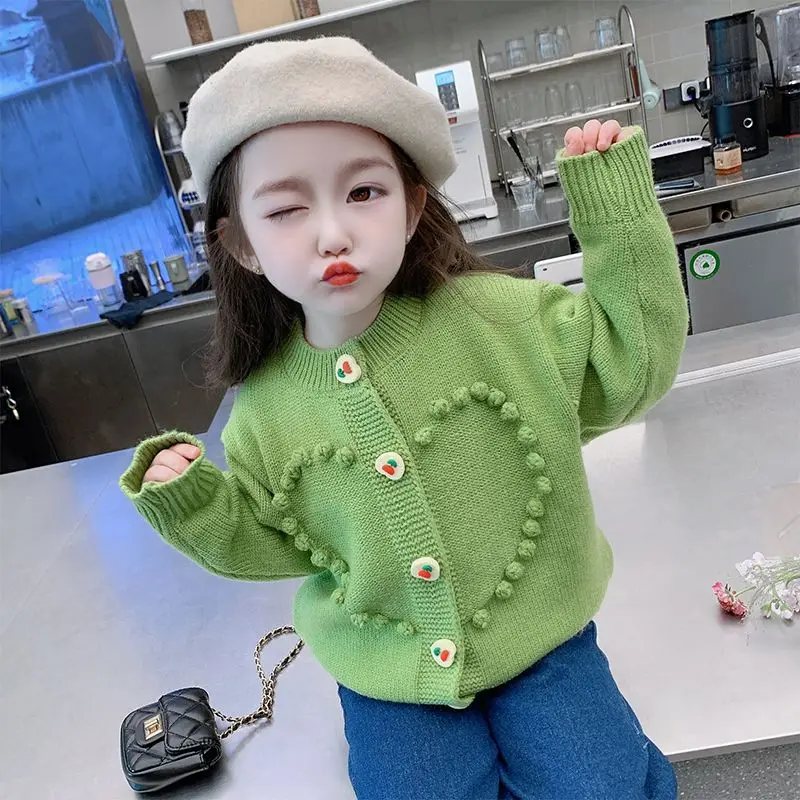 

Girls Sweater Jacket Autumn and Winter Thickened and Fashionable Girls Knitted Sweater Children's Top Baby Girl Winter Clothes 6