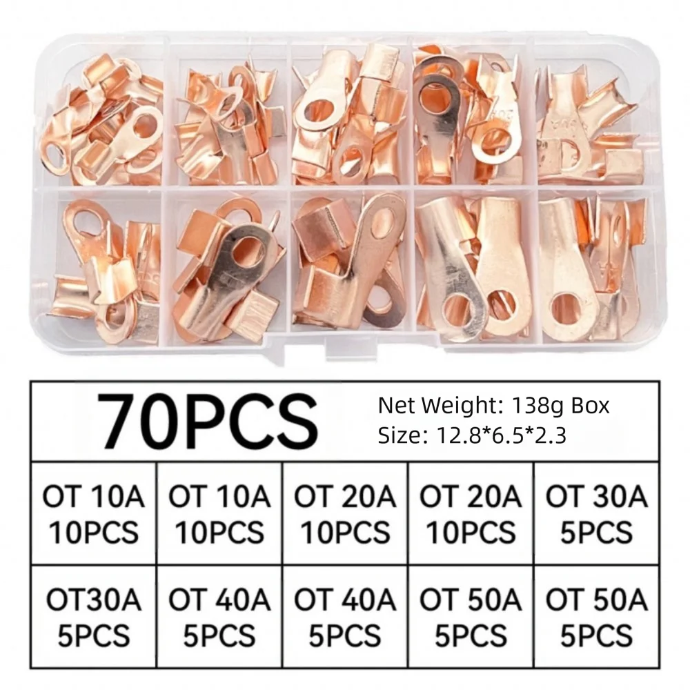 

OT Type Wire Terminal Solid Copper Red Copper Open Mouth Cable Bare Nose Lugs Round Lug Circular Crimping Terminal