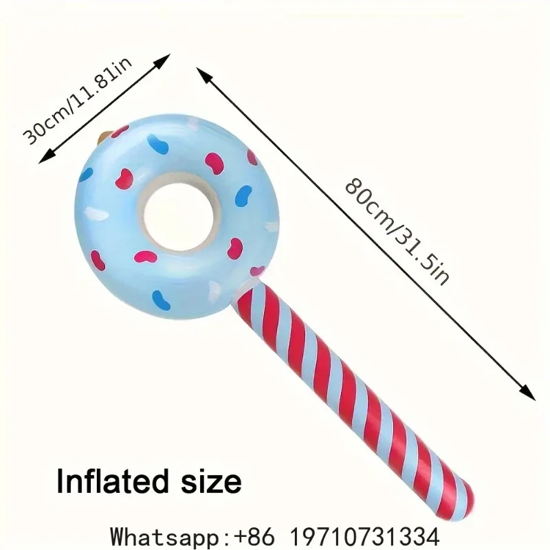 6pcs Random Color Inflatable Lollipop Candy Shaped PVC Toys Novelty Doughnut Design for Birthday Celebrations Party Decorations
