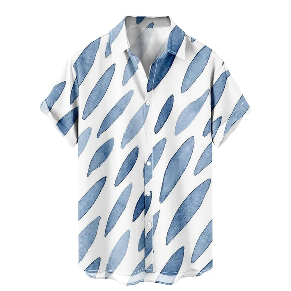 Irregular Stripes 3D Printed Shirt Summer Street Fashion Personality Short Sleeve Tops Men And Women Casual Lapel Hawaiian Shirt