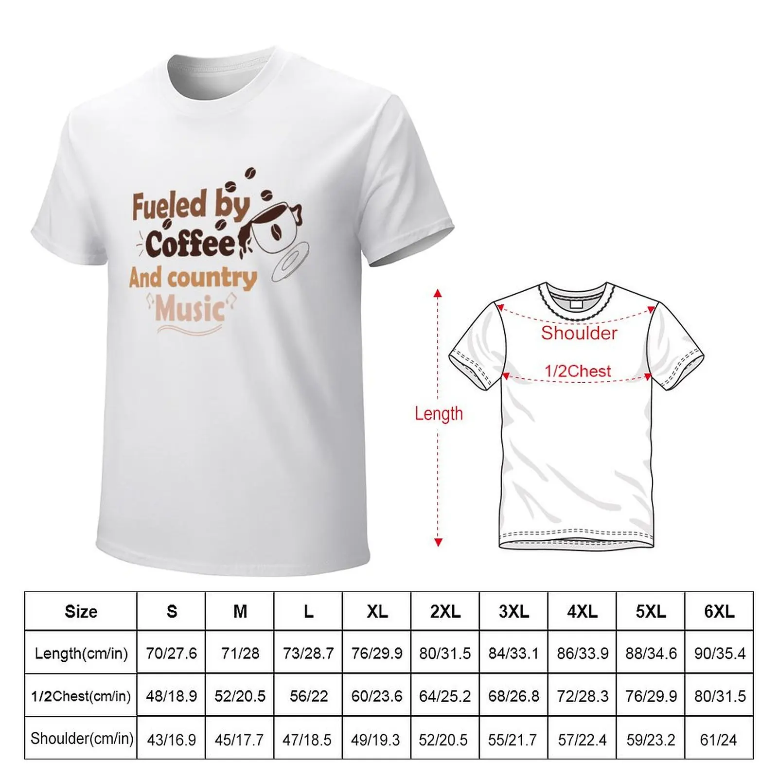 Funny Coffee Lovers Quote Fueled By Coffee And Country Music Cool Music Lovers Design T-shirt cute clothes tshirts for men