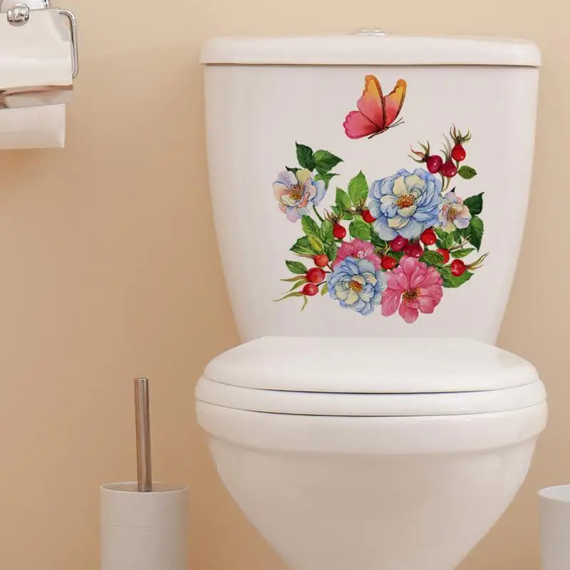 Fresh Green Plant Leaves Toilet Wall Decal Self-Adhesive Waterproof Mural Sticker for Bathroom Home Decor Gift
