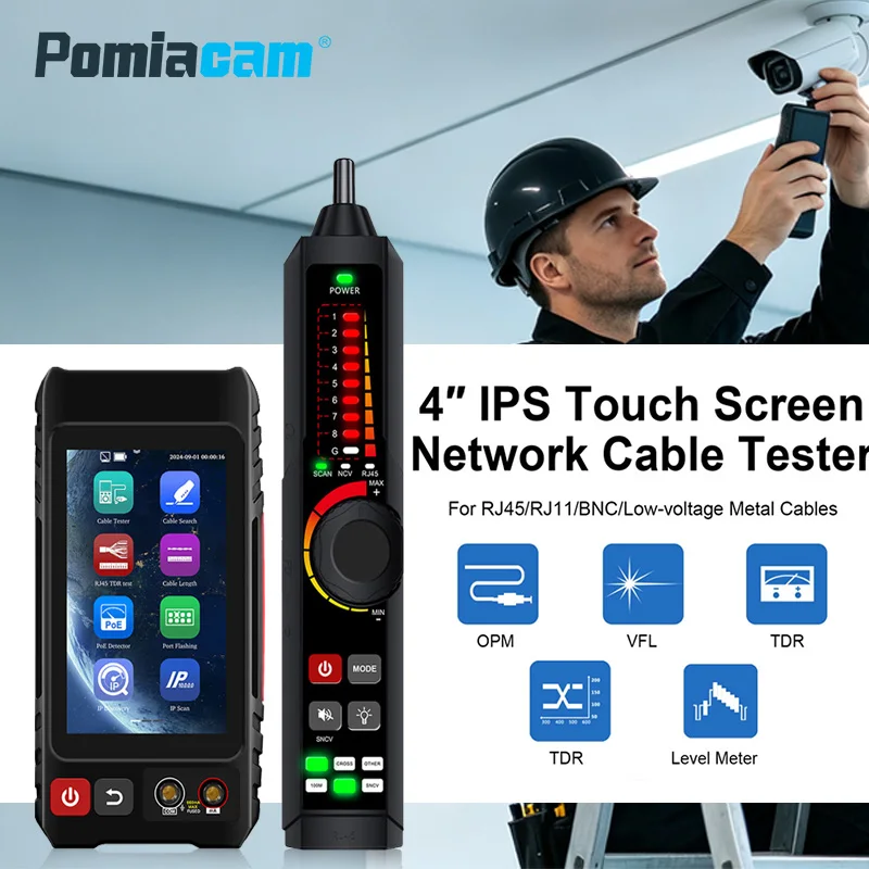 LT-600T 4' Touch Screen UTP Cable Tester PoE VFL OPM TDR Level Meter Test IP Search Scan Tracer in One Network Cable Tool