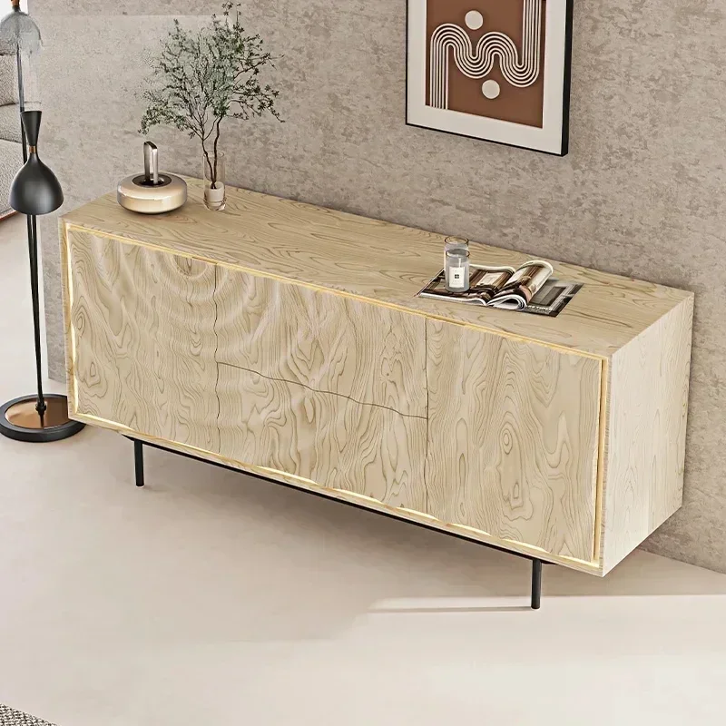 Wave Solid Wood Like Restaurant Side   Middle Antique  White Wax Wood Modern Light Luxury Decorative Cabinet