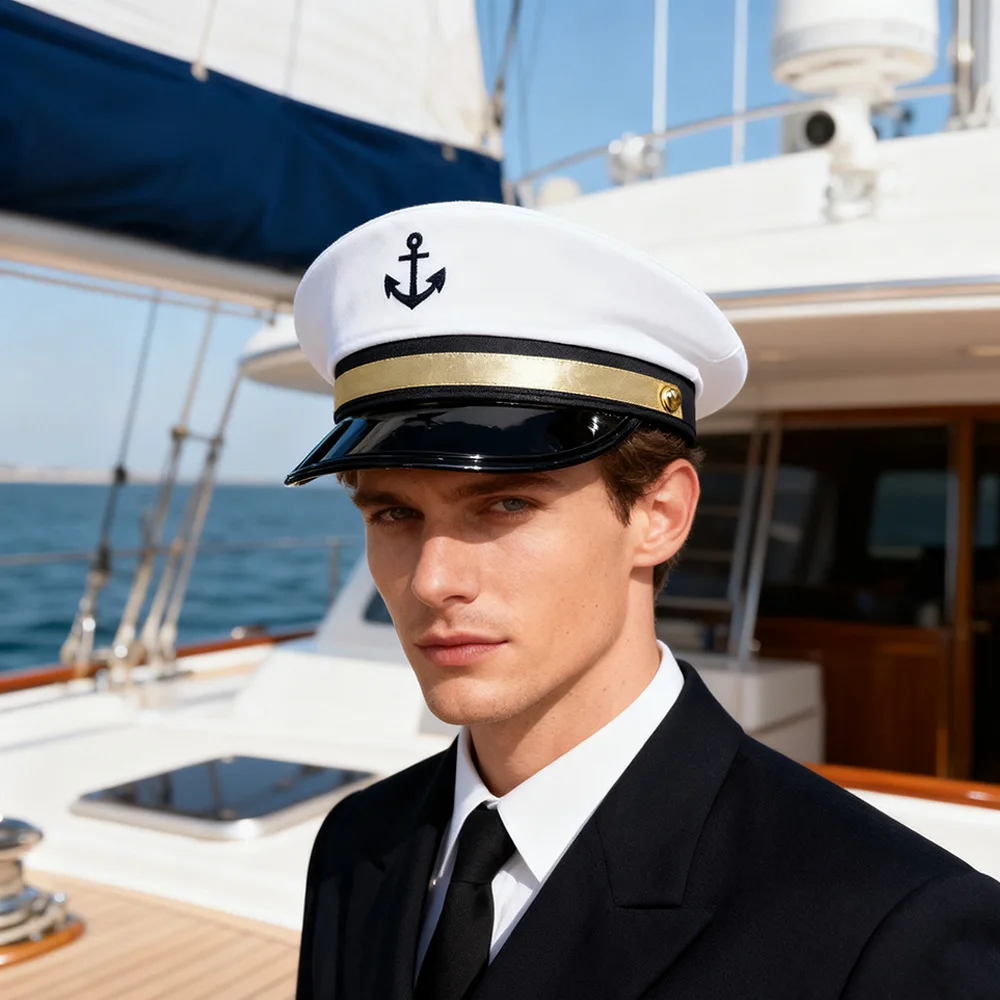 Embroidered Captain's Hat Festival Party Role Playing Makeup Clothing Accessories cospla Sailor Navy Hat