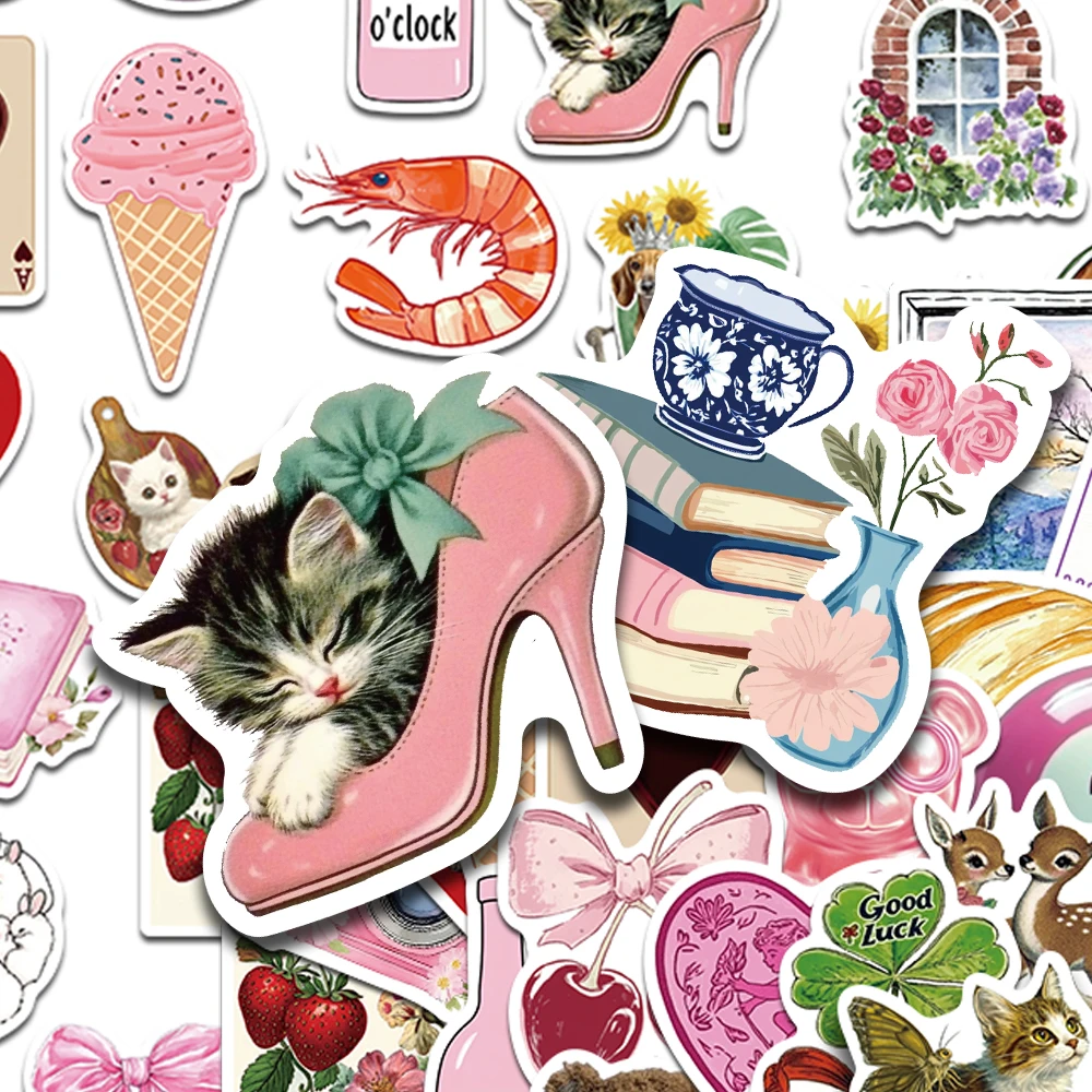 50 Stück ästhetische Pinterest-Aufkleber für Laptop, Sammelalbum, Koffer, Kühlschrank, Gitarre, DIY, Cartoon, wasserfest