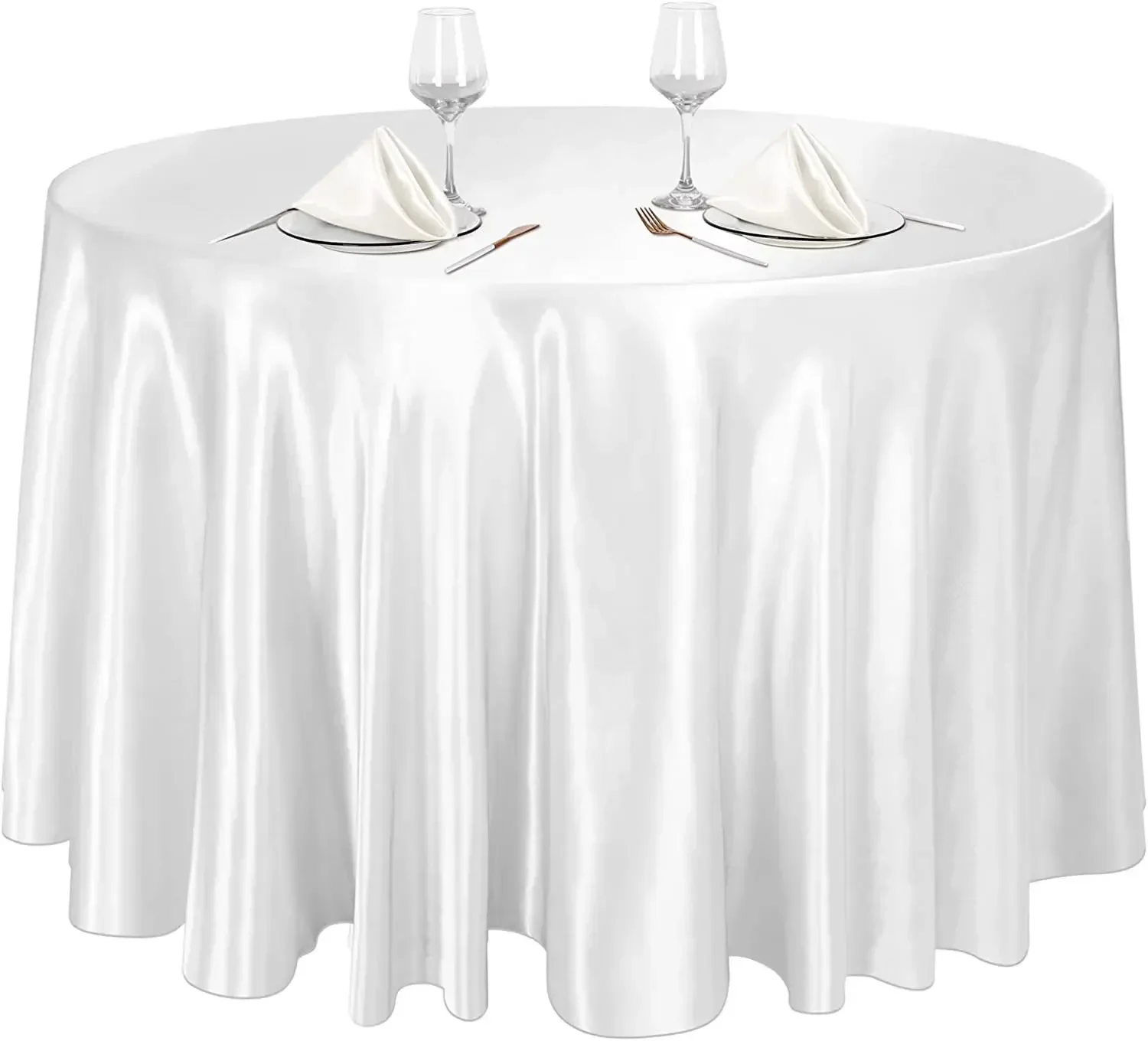 

Champagne 145CM Round Satin Tablecloths Satin Cover Silk Tablecloth Smooth Fabric for Wedding Banquet Table Decoration