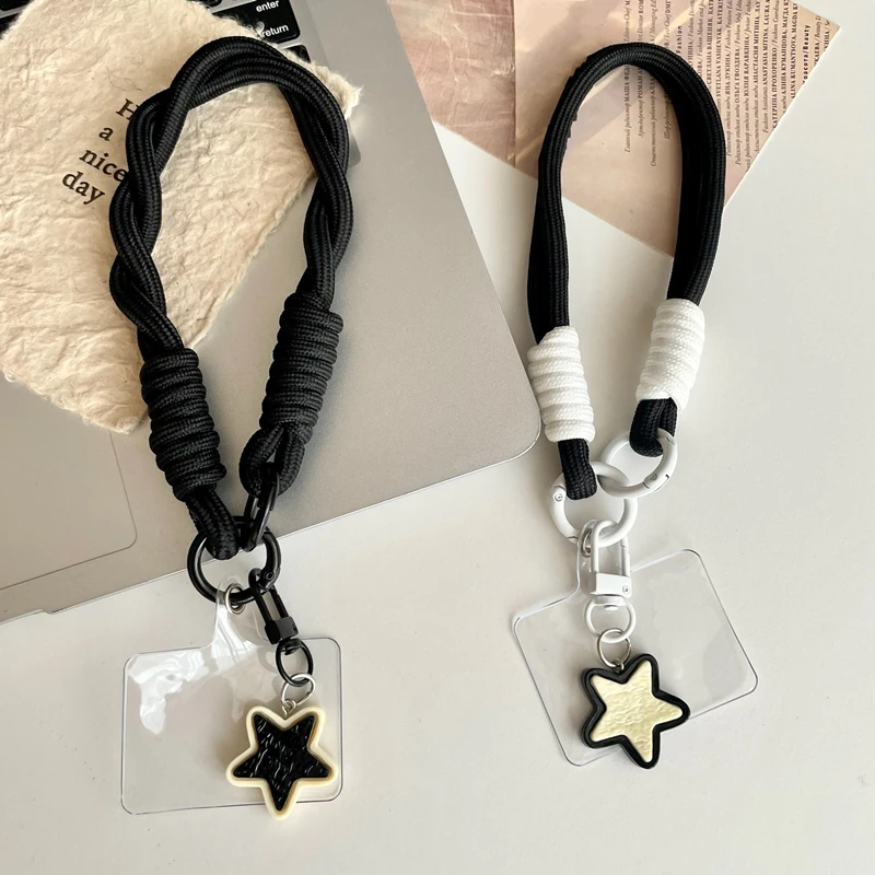 

Cute Ins Star Anti Lost Woven Phone Lanyard Wrist Short Lanyard Fashionable Colorful Women Outdoor Travel Mountain Climbing Rope