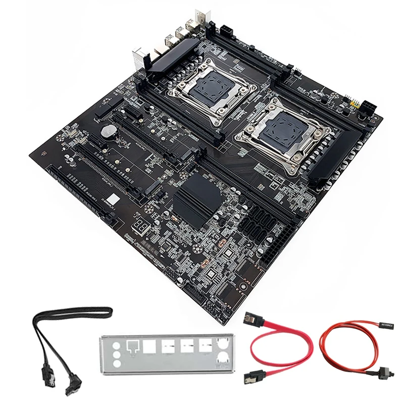 X99 Dual-Socket E-ATX Motherboard With Switch Cable+2XSATA Cable+Bezel LGA2011-3 Dual CPU DDR4 ECC Memory Slot 8XSATA2.0