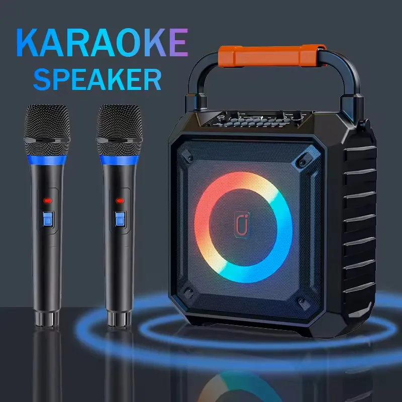 FanFun Wireless Outdoor Speaker, Portable Speaker with Microphone, Colorful DJ Light, Dual Microphone Jacks, TF Card Compatible