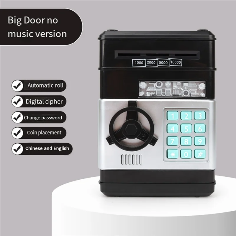 -A25M 1 Set Black ABS Piggy Bank Cash Coin Can ATM Bank Coin Money Bank للأطفال هدية سوداء