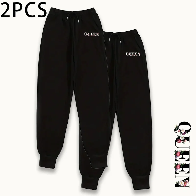 Pantalones para correr para mujer, conjunto de 2 piezas, pantalones de chándal de cintura alta, ropa de salón para otoño e invierno, pantalones casuales de Yoga de ajuste cómodo, pantalones de 2 paquetes