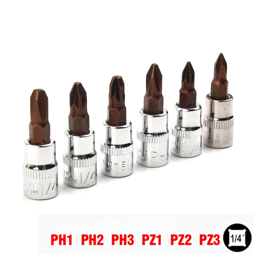 Reliable and Versatile 6pcs PH Pozi Bit Socket Set for 1/4 Drive Perfect for Electronic Devices and Repair Work