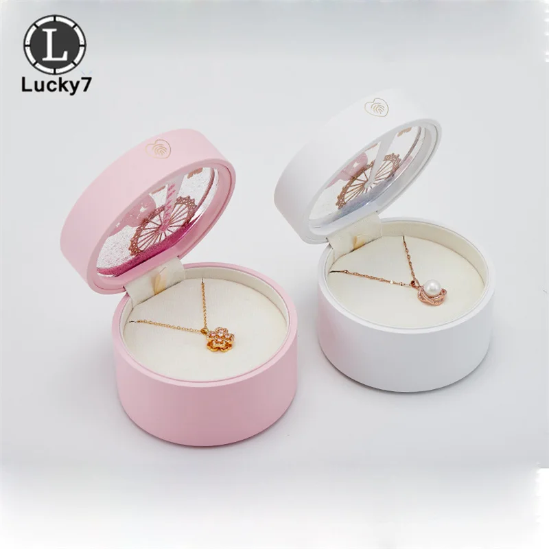 LED Induction Light Quicksand Ferris Wheel Jewelry Box Luxury Fashion Jewelry Packaging Box Ring Pendant Box