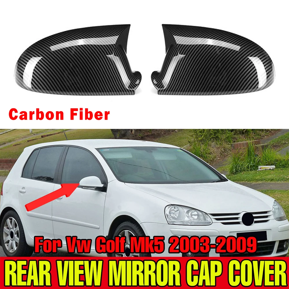 Fit For VW Golf MK5 GTI 2003 - 2009 Jetta 5 Passat B6 B5.5 Rhyming Rearview Mirror Cover Wing Mirror Caps Case Horn accessories