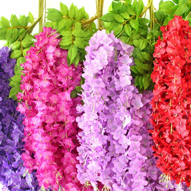 

108cm Long Artificial Tofu Pudding Branch Wall Hanging Wedding Decoration Ceiling Wisteria Arch Rattan