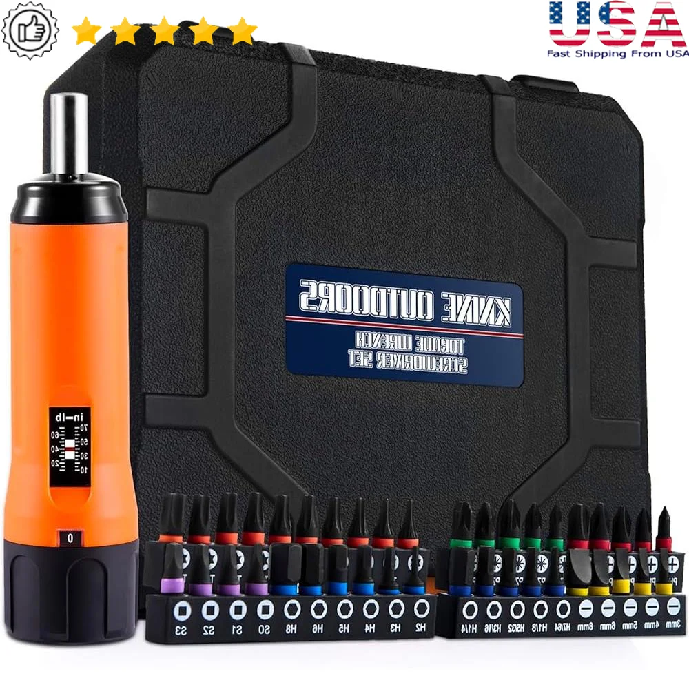 

Torque Screwdriver Wrench 10-70 Inch Pounds 40 Hex Bits T-Bar Handle 1/4 Inch Socket Tool Set S2 Steel