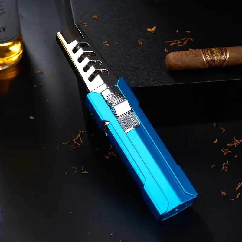 

2025 Torch Kitchen BBQ Metal Jet Flame Windproof Gas Butane Big Strong Lighter For Cigar Candle Camping Fireplace For Men Tools
