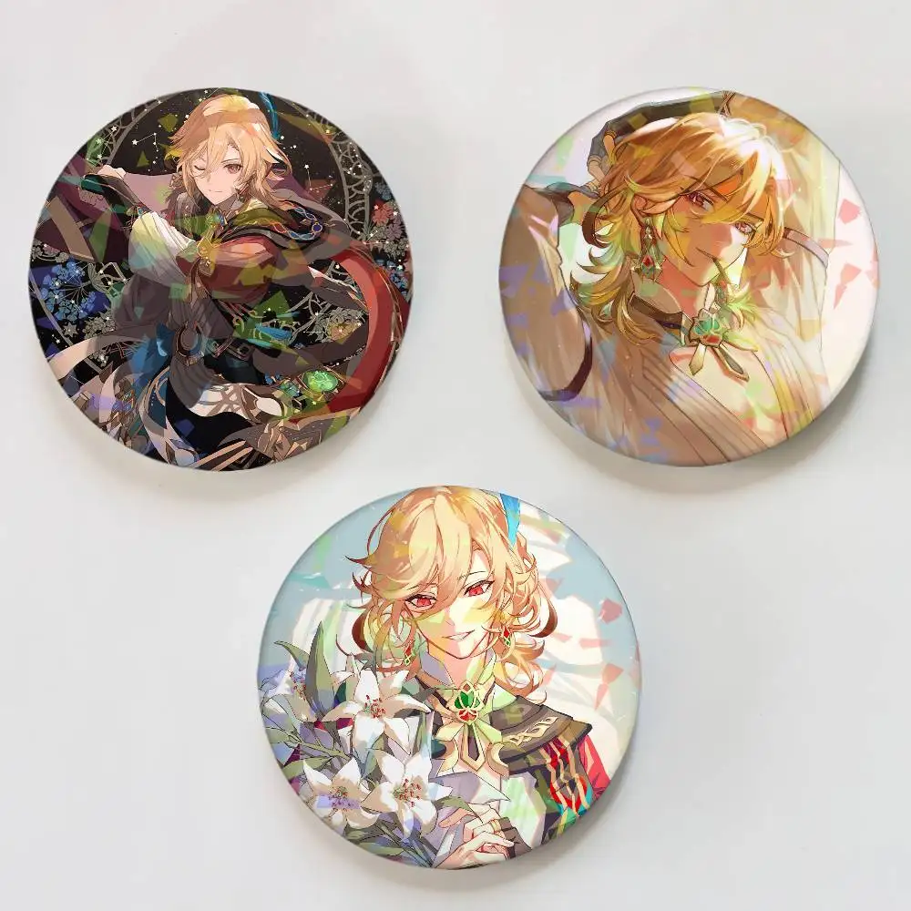 Genshin Impact Kaveh Round Exquisite Laser Badge Brooches Creative Pins For Clothes Hat Backpack Gift Accessories