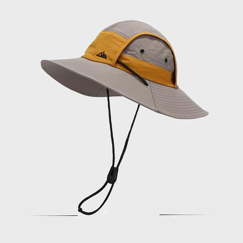Spring summer new men outdoor travel sun protection women sun shading hat spliced large eave washed old fishing hiking hat