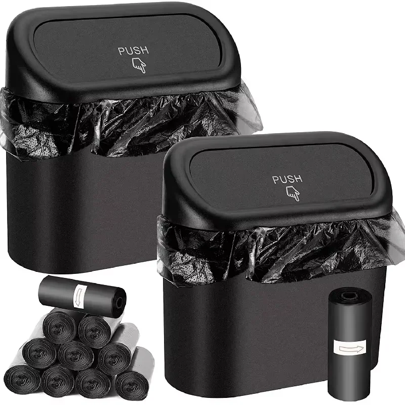 Car Trash Can (with Lid) Contains 60 (300) Garbage Bags, Small Car Trash Can, Leak-proof Mini Car Accessories