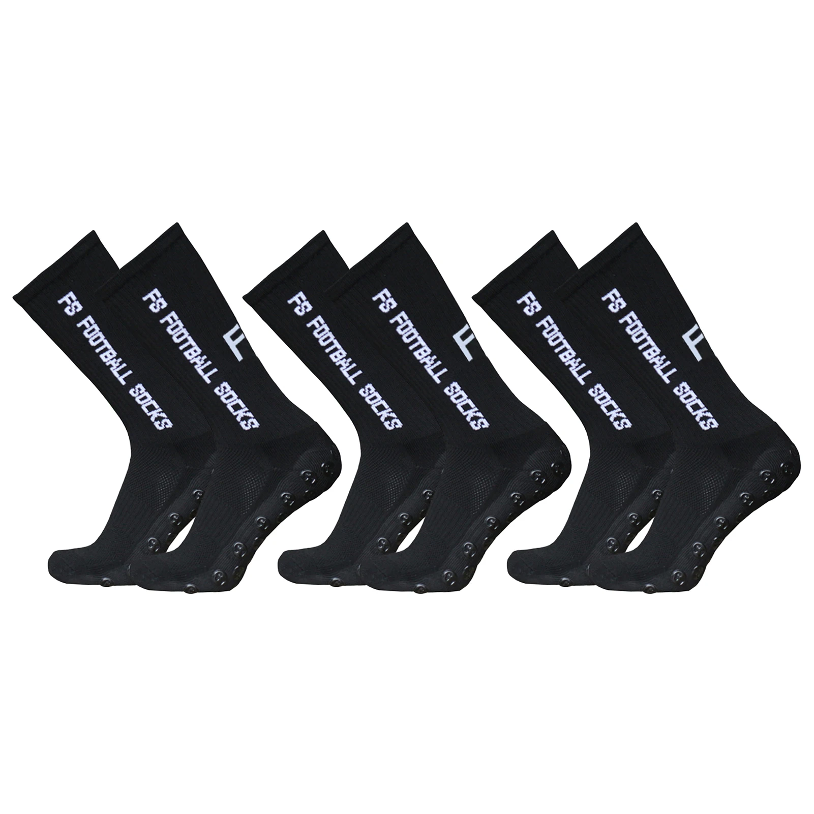 3 Pairs Running Socks Outdoor Sports Stretch Socks Athletic Football Soccer Socks Anti Slip Socks with Grips for Ball Sports