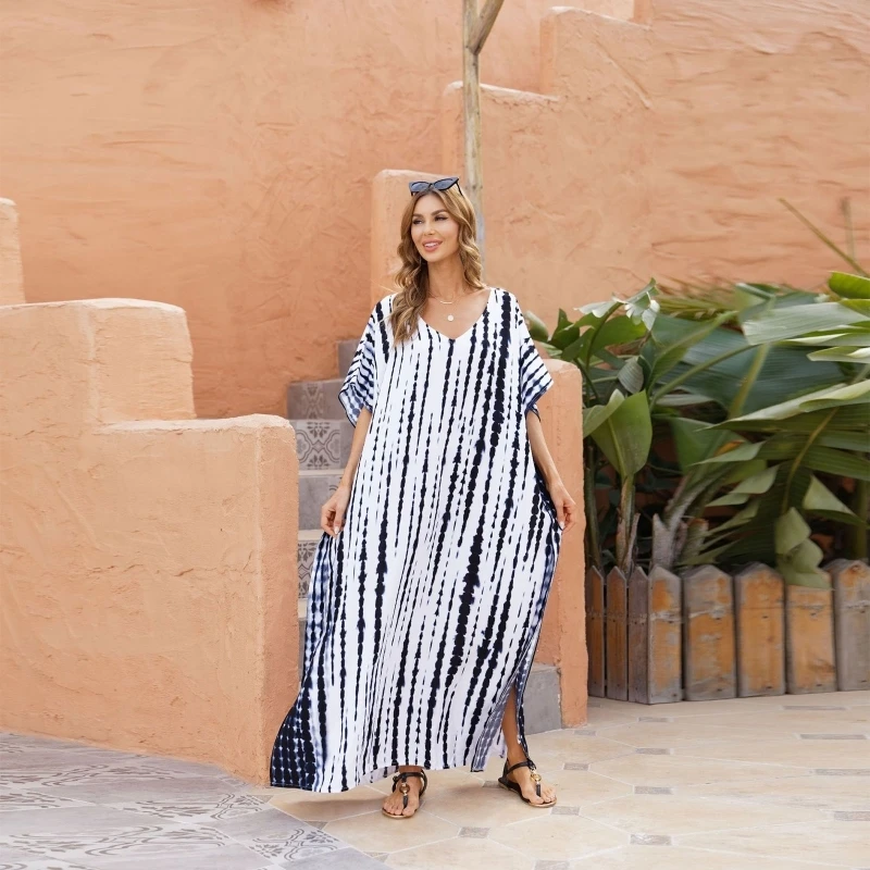37JE Women Beachwear Loose Cover Ups Cover Up Fashion Beach Dress V Neck Bathing Suit Cover Up for Sun for Protection