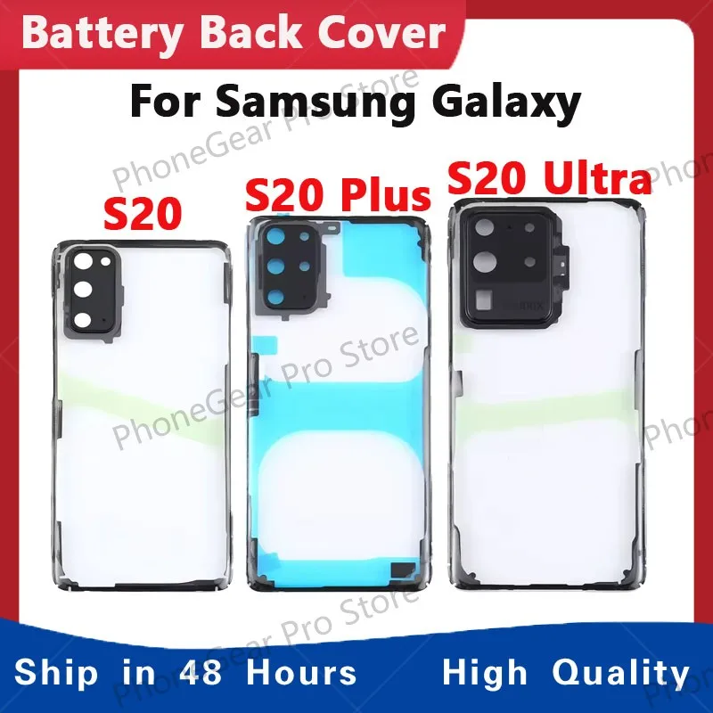

Корпус для Samsung Galaxy S20 S20 Plus S20 Ultra прозрачная задняя крышка аккумулятора, ремонтная задняя крышка двери + объектив камеры