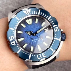 NH35 Tandorio 42mm Monster Men Mechanical Automatic Watch Waffle Band Blue Sea Ocean Dial 120 Clicks Bezel 3.8 Crown 20BAR