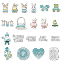 Happy Easter Bunny Spring Floral Metal Cutting Dies DIY Scrapbooking Paper Craft Handmade Make Album Card Embossing Template