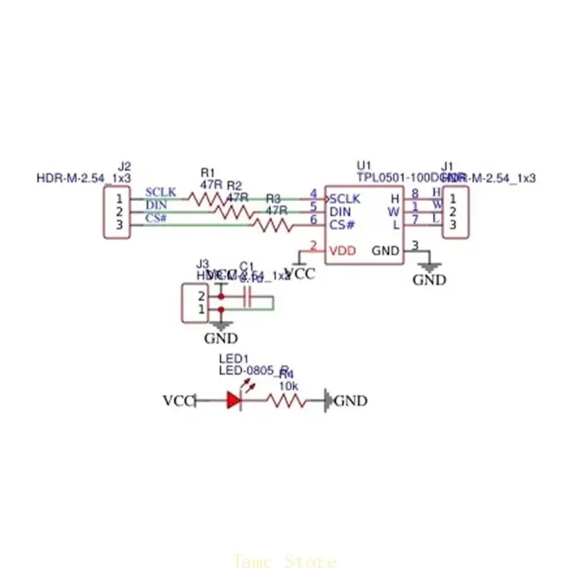 LX0B TPL0501 Modul Potensiometer Digital 100K Koefisien Rendah