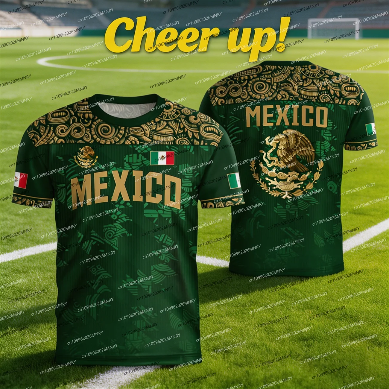 Mexico National Flag Print T Shirt For Men Funny 3D Eagle Pattern Short Sleeve Tees Outdoor Football Sports Clothing Casual Tops