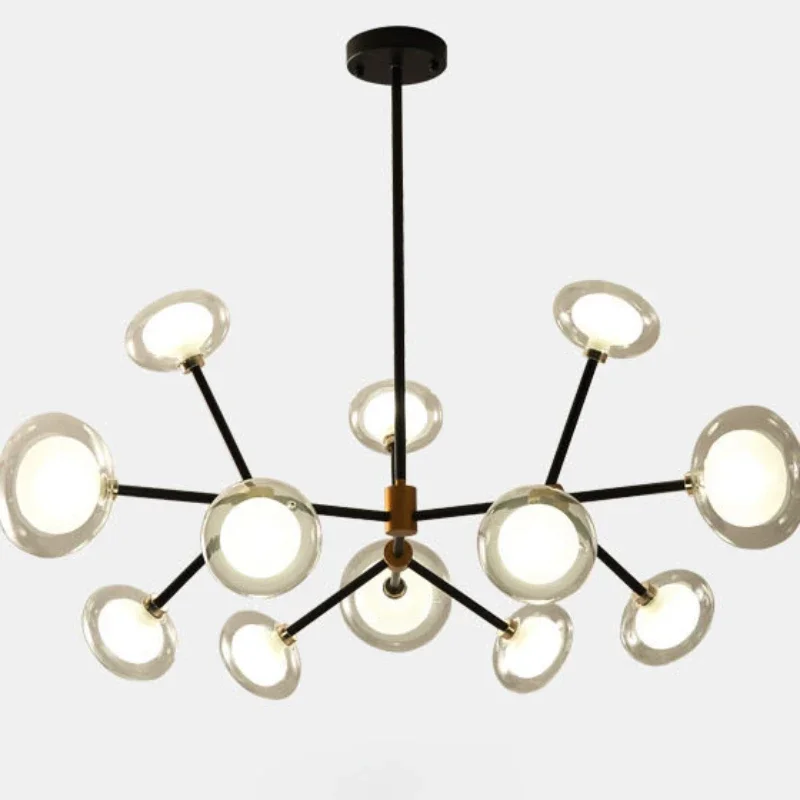

SANDYHA Nordic Iron Art Pendant Lights Glass Lampshade Ceiling Chandelier for Living Room Decor Dining Table Lighting Fixtures