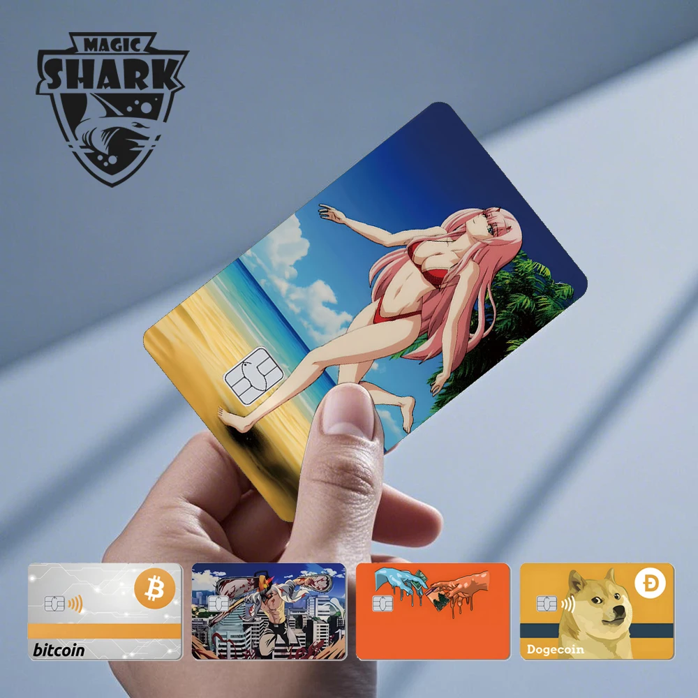 Funny Dog Bitcoin Wing Anime Meme Skull Ultra Thin Front Skin Cover Film Sticker for Credit Bank Debit Card
