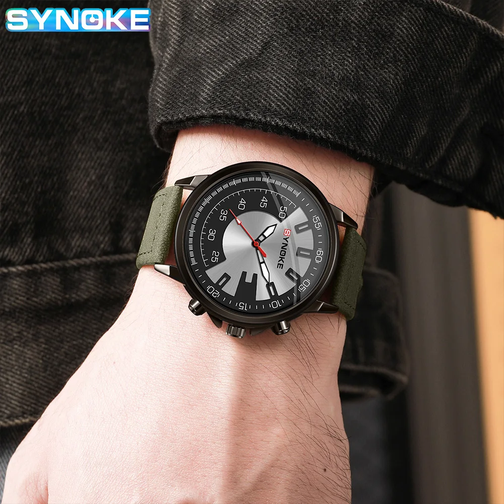 SYNOKE Non Mechanical Men Quartz Watch New Style Fashion Sport Business Belt Retro Watch For Men Watch Student Wristwatch Sports