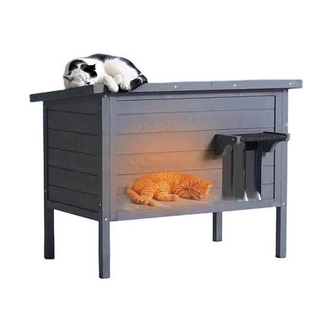 

Large All-Round Wooden Cat Condos Weatherproof Outdoor Cat Shelter Comfortable Warmth Insulation for Winter Solid
