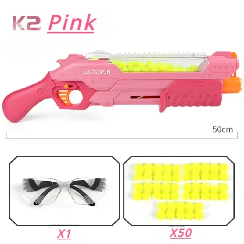 K2 Soft Bullets Dart Foam Blaster Manual High Capacity TPE Ball Launcher Colorful Continuous Firing Toy Gun Outdoor Cs Game Prop