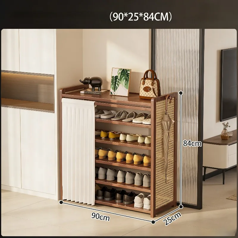 Wall Mounted Integrated Shoe Cabinet, Dust-proof Household Storage Rack with Umbrella Holder for Hallway Door Entryway