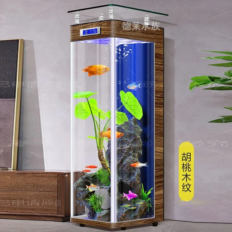 

Small curved floor-to-ceiling fish tank, living room, small wall ecological automatic circulation filtration aquarium