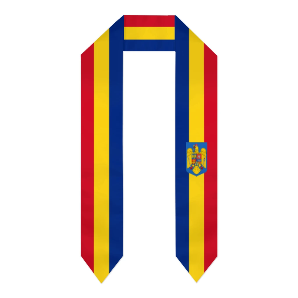 Romania Flag Thick Graduation Sash Stole Scarf Double Sided Honor Stole For Graduation Students Class Of 2024