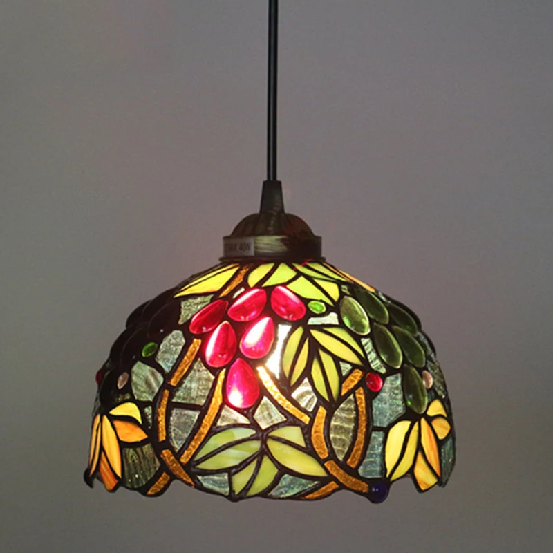 

Tiffany Retro Stained Glass Pendant Lights Vintage Mediterranean Hanging Lamp for Living Room Decor Bar Kitchen Light Fixtures