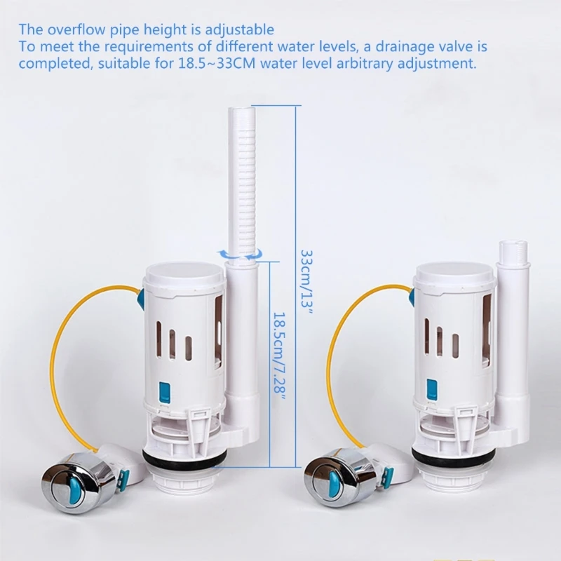 Side-Press Double Flush Drain Valves Komponen Tangki Toilet untuk Debit Air Drop Shipping