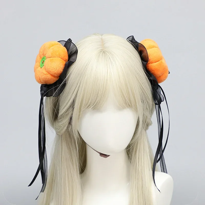 

Halloween Pumpkin Cute Lolita Cosplay Hair Clips Women Adult Headwear Orange Purple A Pair Of Headdress Carnival Party Props