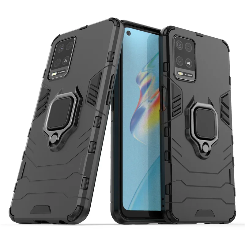 Holder Case For OPPO A54 Cover For OPPO A54 Coque Armor PC Phone Back Shockproof Holder Magnetic Armor Case For OPPO A54 Fundas