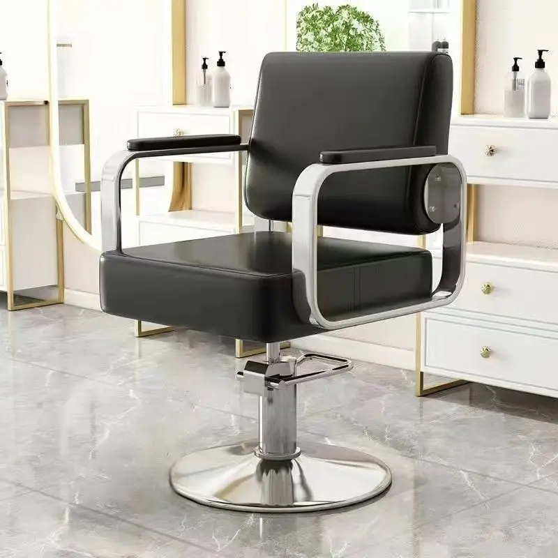 Barber Chair, Stainless Steel Lift Chair, Hair Salon Furniture, Fashionable Styling Seat, Perm and Dyeing Station - view 5