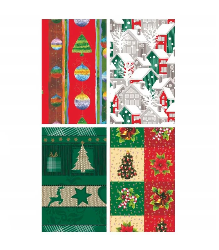 Tradineur-4 Pack Gift Paper, Christmas Model, Sheets, Gift Wrapping Sheets, Birthday, Decoration,