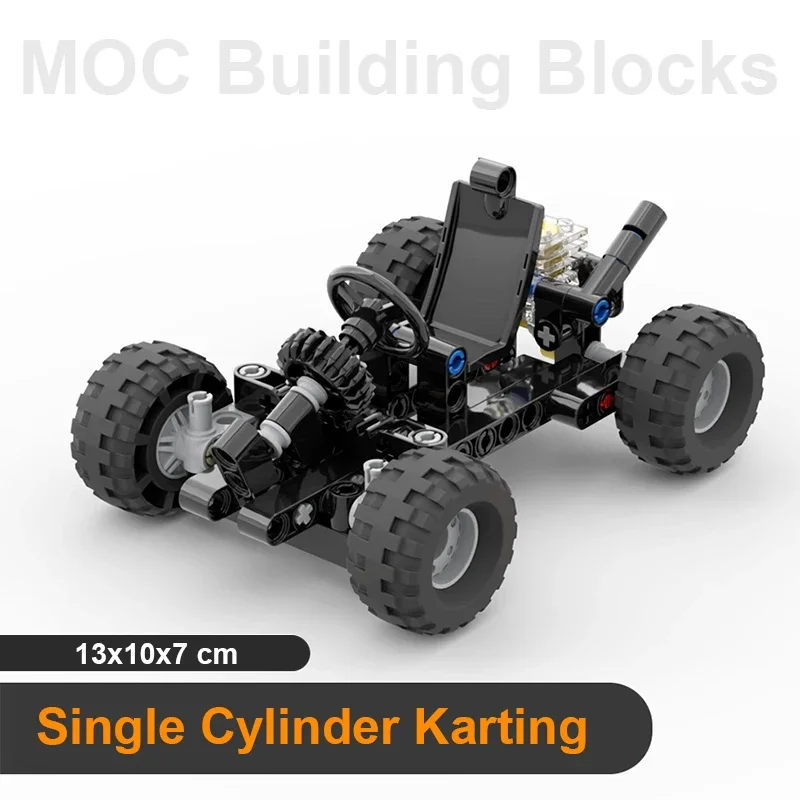 Kart de barra Horizontal, bloques de construcción MOC, Kart de dirección, Mini modelo de coche, motor, conexión de neumáticos, educación STEM para niños, regalos creativos