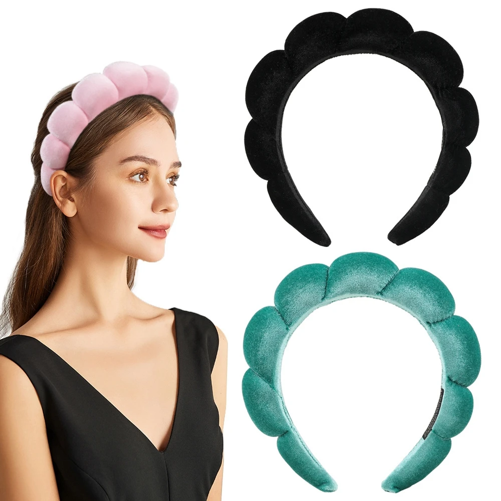 Diadema hinchada de maquillaje para mujer, bandanas gruesas de esponja para el cuidado de la piel, Yoga, lavado de cara, ducha, mascarilla Facial