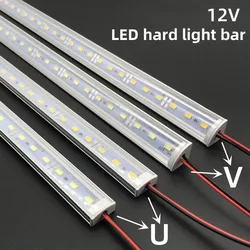 Bande rigide en aluminium pour éclairage intérieur, canal LED plat en forme de U ou de V, SMD5730, 36 gibles, DC12V, 50cm, 20 pouces, 1-30 pièces